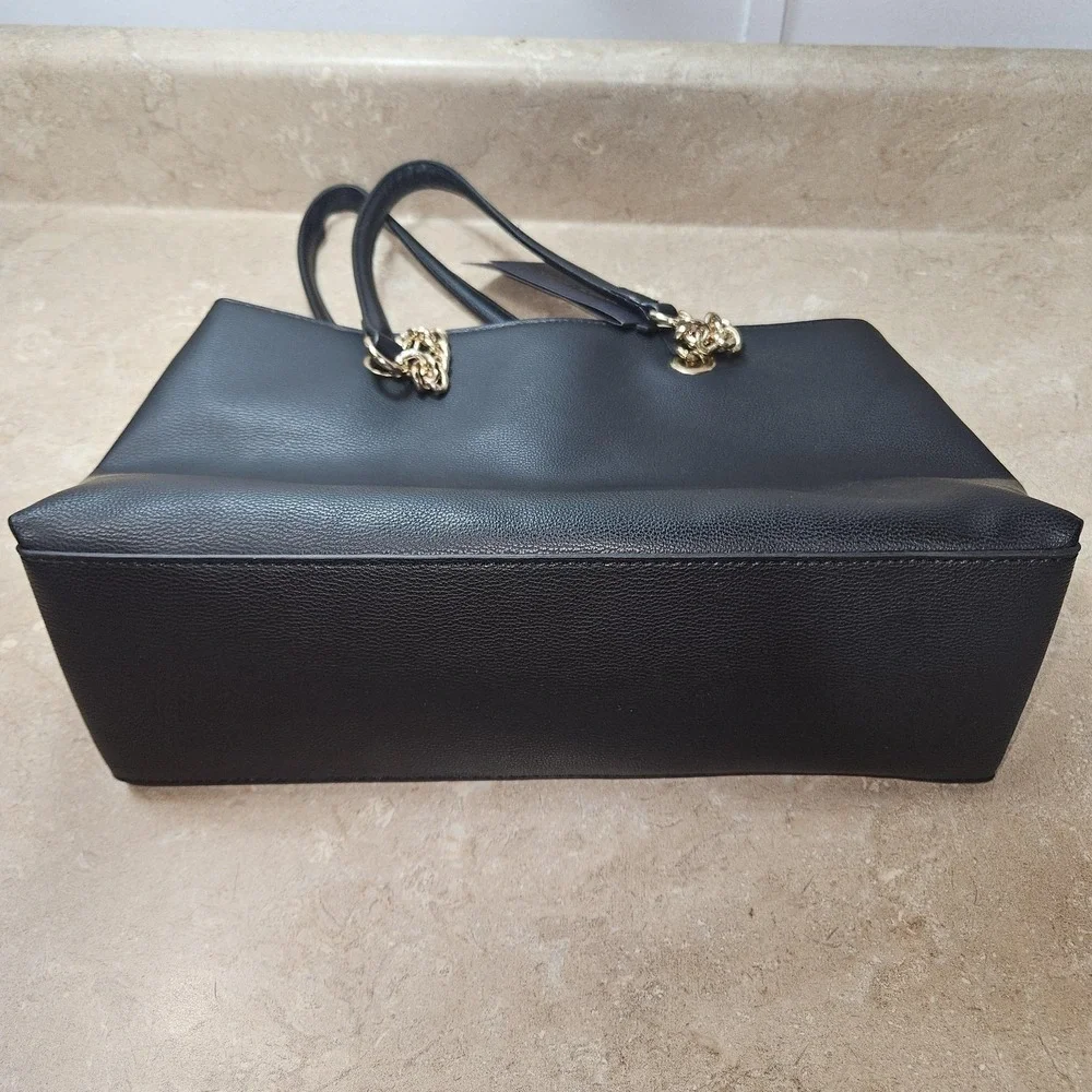 Mathew + Julian Tote Bag Womens‎ Black Faux Leather Chain Shoulder L15298ES
